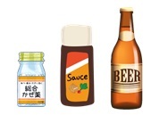 イラスト：シールやラベルが貼ってある資源