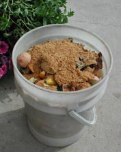 写真:容器に入った生ごみとアスパ