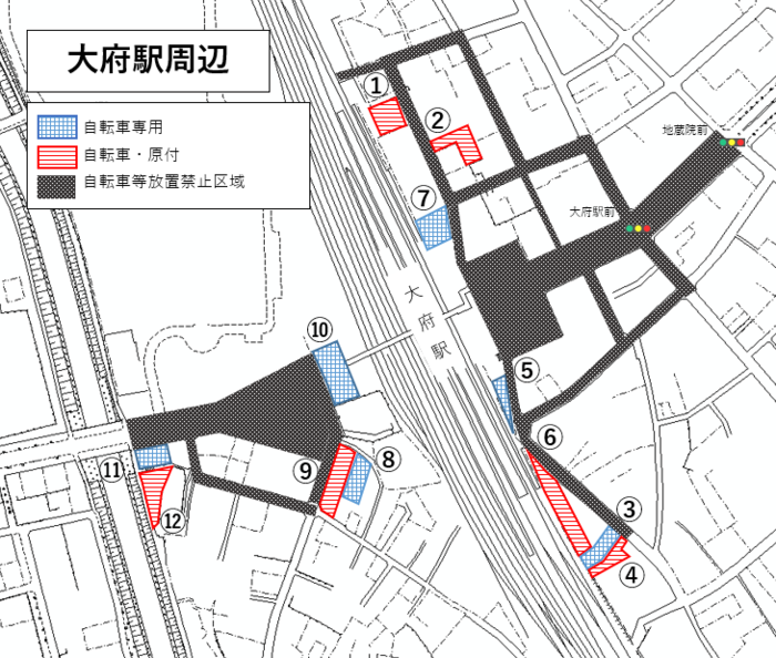 駐輪場位置図(大府駅周辺)