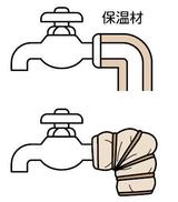 イラスト：凍結を防止するために水道管に保温材や布を巻く