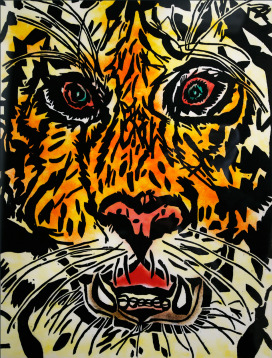 怒っているシベリアトラ