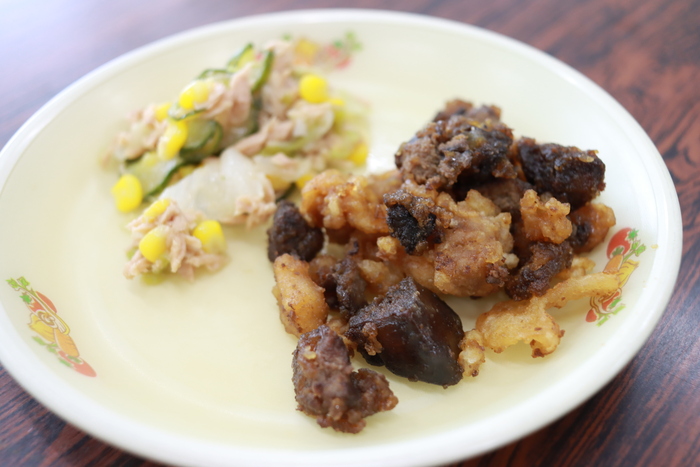 鶏肉とレバーの揚げ煮