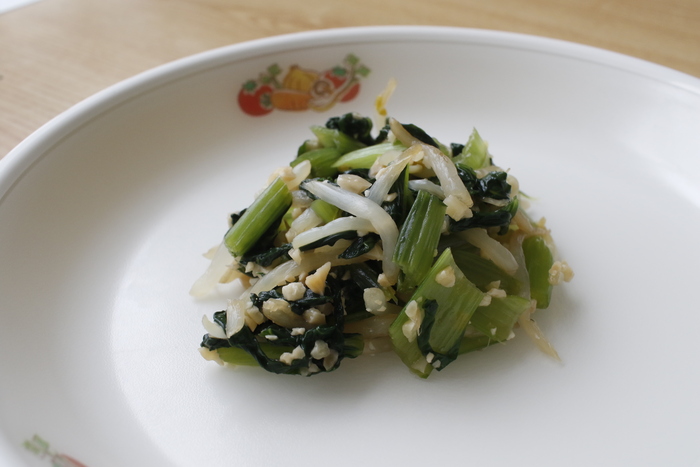 青菜のアーモンドあえ