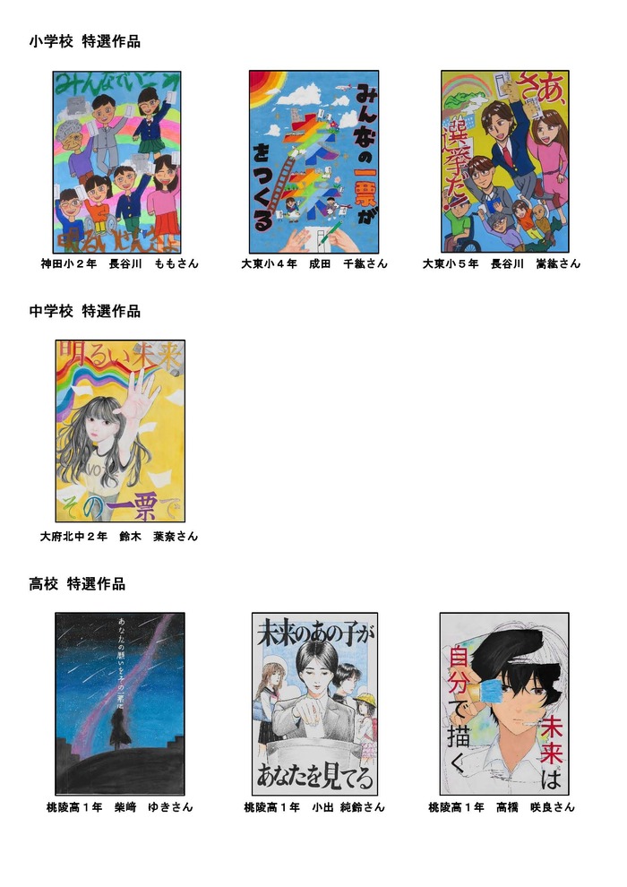 令和7年度明るい選挙啓発ポスター特選作品(小学校・中学校)